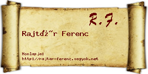 Rajtár Ferenc névjegykártya
